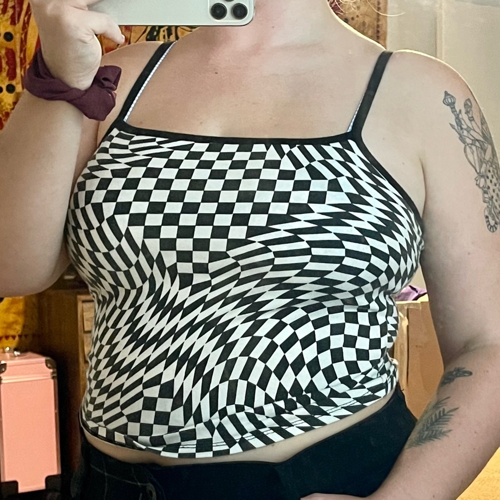 Trippy Checkerboard Tank- Size XL